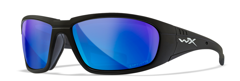 Wiley X WX BOSS — Captivate Polarized - Blue Mirror -  Grey, Matte Black by Wiley X - Tactical Sunglasses