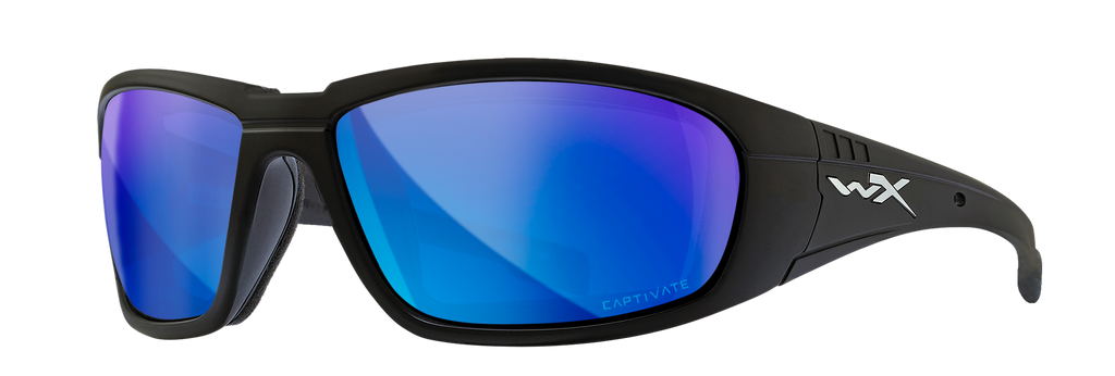 Wiley X WX BOSS — Captivate Polarized - Blue Mirror -  Grey, Matte Black by Wiley X - Tactical Sunglasses