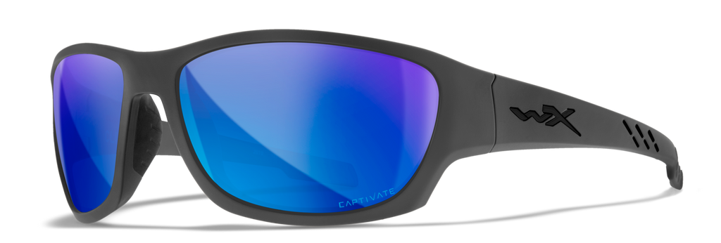 Wiley X WX CLIMB — Captivate Polarized - Blue Mirror -  Grey, Matte Grey by Wiley X - Tactical Sunglasses