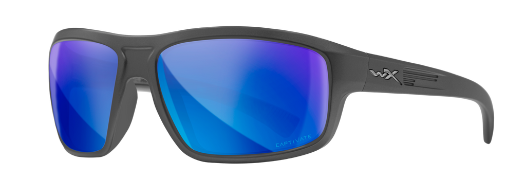 Wiley X WX CONTEND — Captivate Polarized - Blue Mirror -  Grey, Matte Graphite by Wiley X - Tactical Sunglasses