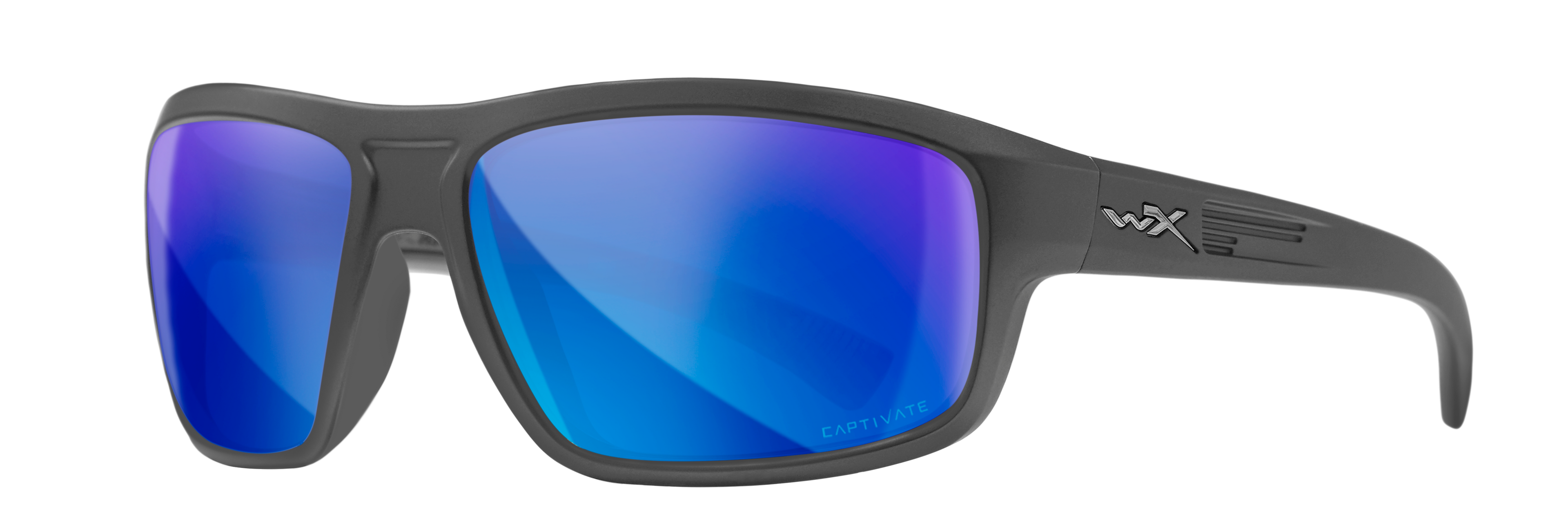 Wiley X WX CONTEND — Captivate Polarized - Blue Mirror -  Grey, Matte Graphite by Wiley X - Tactical Sunglasses