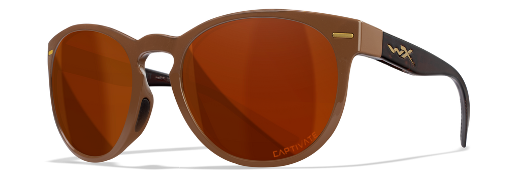 Wiley X WX COVERT — Captivate Polarized - Copper, Gloss Coffee / Crystal Brown by Wiley X - Tactical Sunglasses