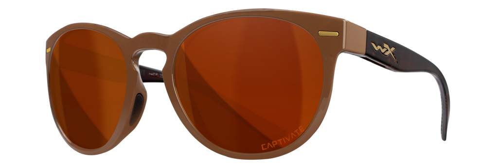 Wiley X WX COVERT — Captivate Polarized - Copper, Gloss Coffee / Crystal Brown by Wiley X - Tactical Sunglasses