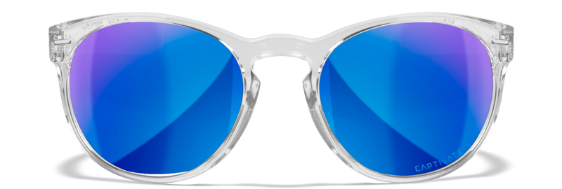 Wiley X WX COVERT — Captivate Polarized - Blue Mirror -  Grey, Gloss Crystal Light Sapphire Blue