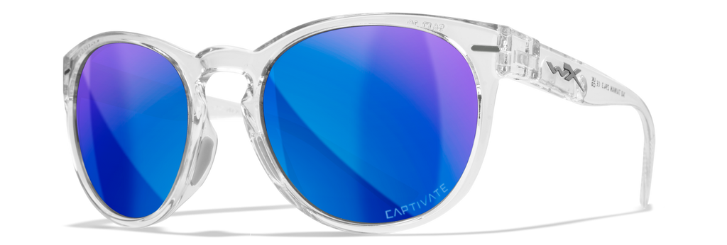 Wiley X WX COVERT — Captivate Polarized - Blue Mirror -  Grey, Gloss Crystal Light Sapphire Blue by Wiley X - Tactical Sunglasses