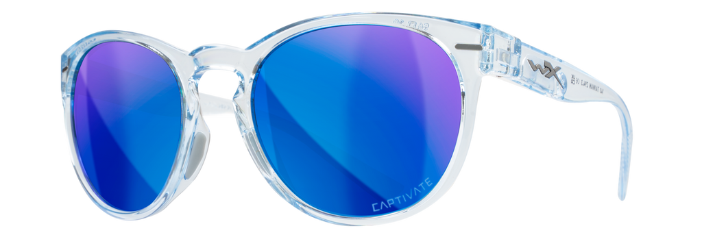 Wiley X WX COVERT — Captivate Polarized - Blue Mirror -  Grey, Gloss Crystal Light Sapphire Blue by Wiley X - Tactical Sunglasses