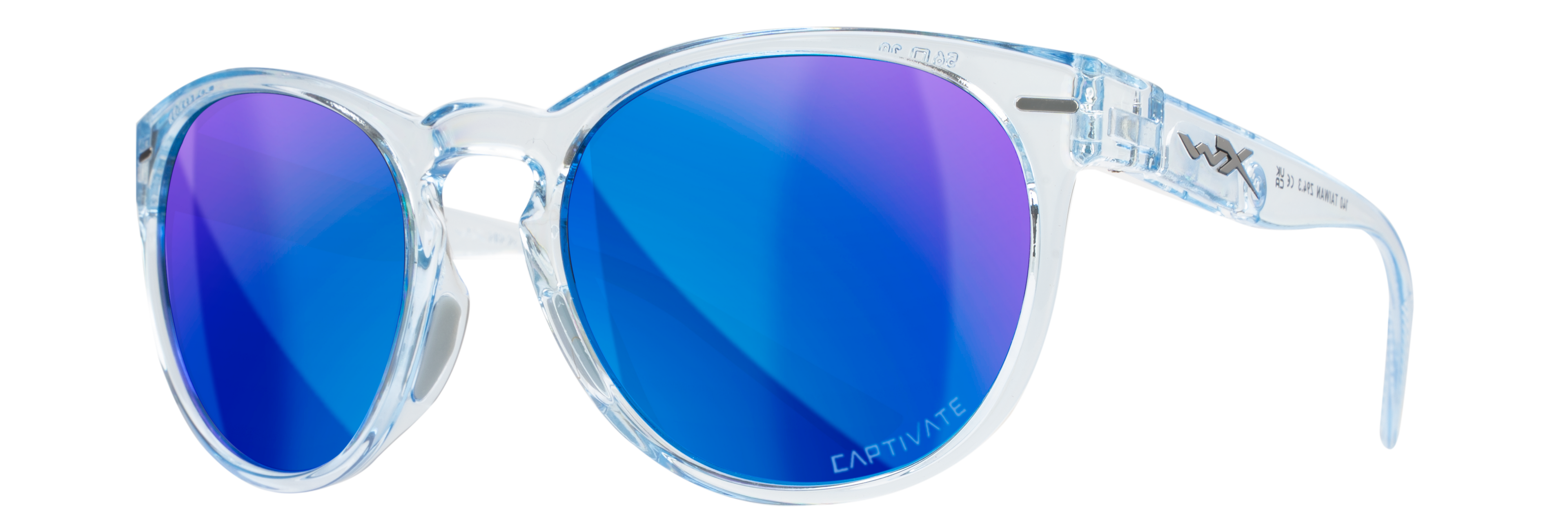 Wiley X WX COVERT — Captivate Polarized - Blue Mirror -  Grey, Gloss Crystal Light Sapphire Blue by Wiley X - Tactical Sunglasses