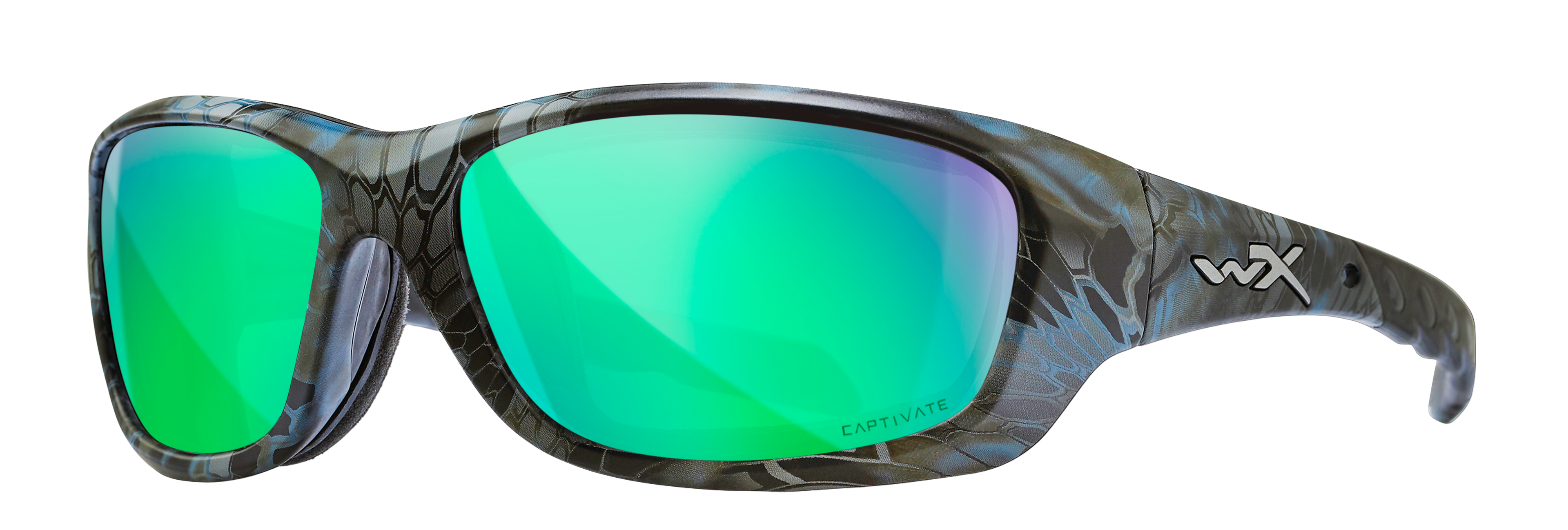 Wiley X WX GRAVITY — Captivate Polarized - Green Mirror - Amber, Kryptek Neptune by Wiley X - Tactical Sunglasses