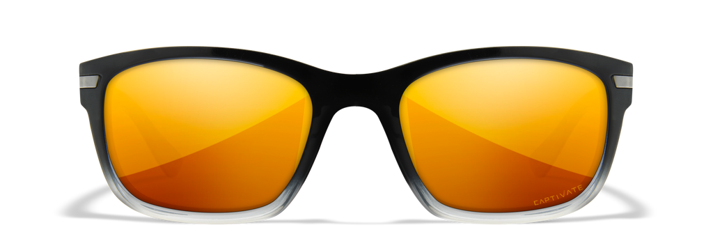 Wiley X WX HELIX — Captivate Polarized - Bronze Mirror - Copper, Gloss Black Fade To Clear Crystal by Wiley X - Tactical Sunglasses