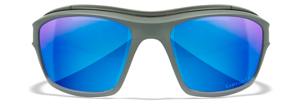Wiley X WX OZONE — Captivate Polarized - Blue Mirror -  Grey, Matte Grey by Wiley X - Tactical Sunglasses