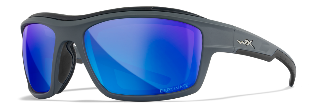 Wiley X WX OZONE — Captivate Polarized - Blue Mirror -  Grey, Matte Grey by Wiley X - Tactical Sunglasses