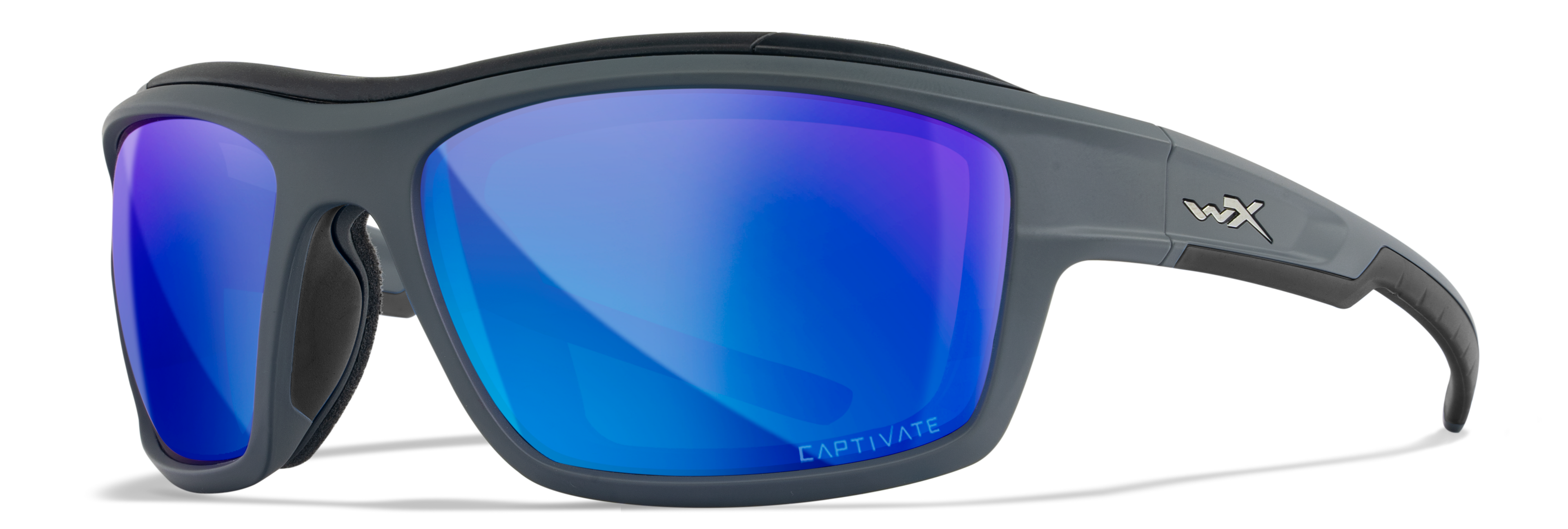Wiley X WX OZONE — Captivate Polarized - Blue Mirror -  Grey, Matte Grey by Wiley X - Tactical Sunglasses