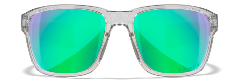 Wiley X WX TREK — Captivate Polarized - Green Mirror - Amber, Gloss Crystal Light Grey