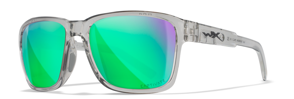 Wiley X WX TREK — Captivate Polarized - Green Mirror - Amber, Gloss Crystal Light Grey by Wiley X - Tactical Sunglasses