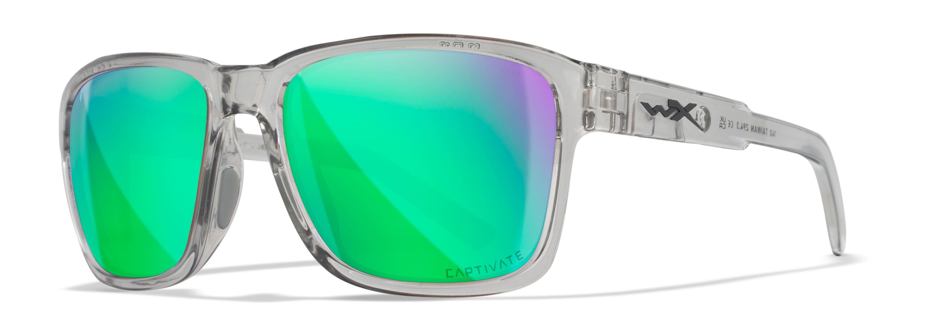 Wiley X WX TREK — Captivate Polarized - Green Mirror - Amber, Gloss Crystal Light Grey by Wiley X - Tactical Sunglasses