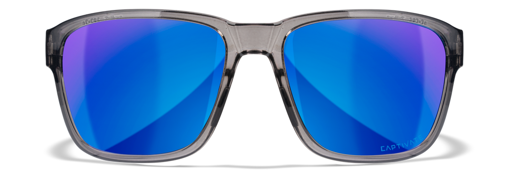 Wiley X WX TREK — Captivate Polarized - Blue Mirror -  Grey, Gloss Crystal Dark Grey by Wiley X - Tactical Sunglasses