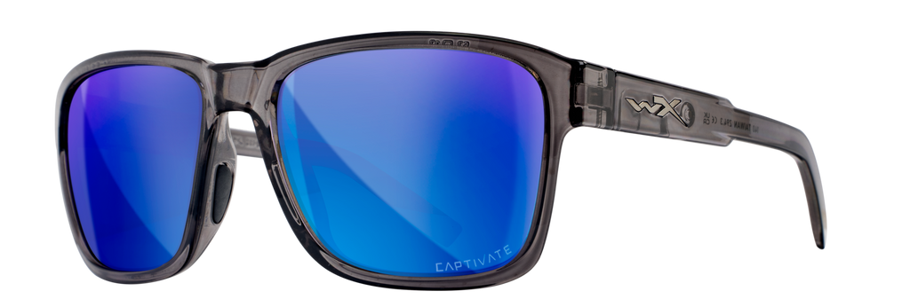 Wiley X WX TREK — Captivate Polarized - Blue Mirror -  Grey, Gloss Crystal Dark Grey by Wiley X - Tactical Sunglasses