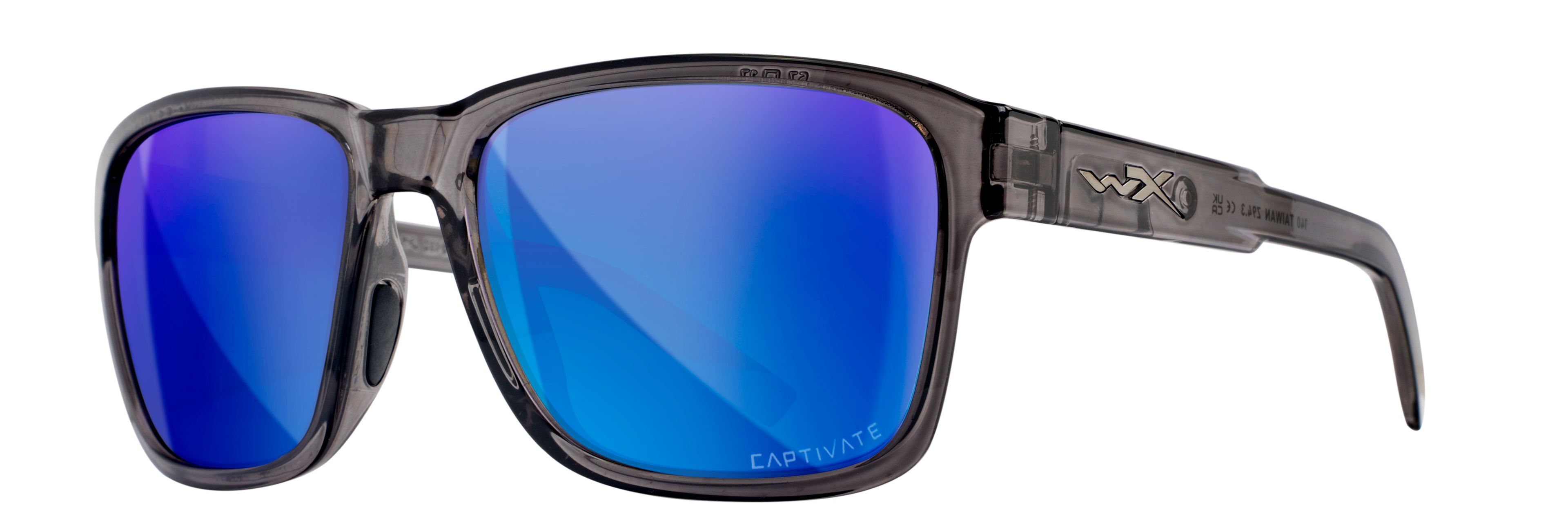 Wiley X WX TREK — Captivate Polarized - Blue Mirror -  Grey, Gloss Crystal Dark Grey by Wiley X - Tactical Sunglasses