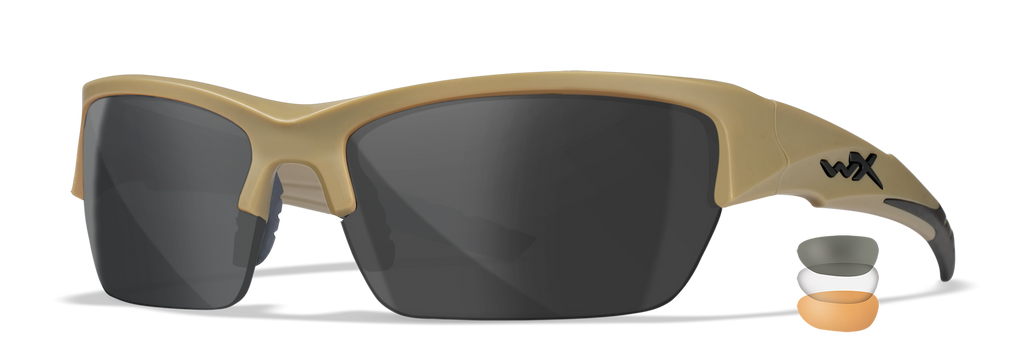 Wiley X WX VALOR — Grey + Clear + Light Rust, Matte Tan by Wiley X - Tactical Eyewear - Changeable