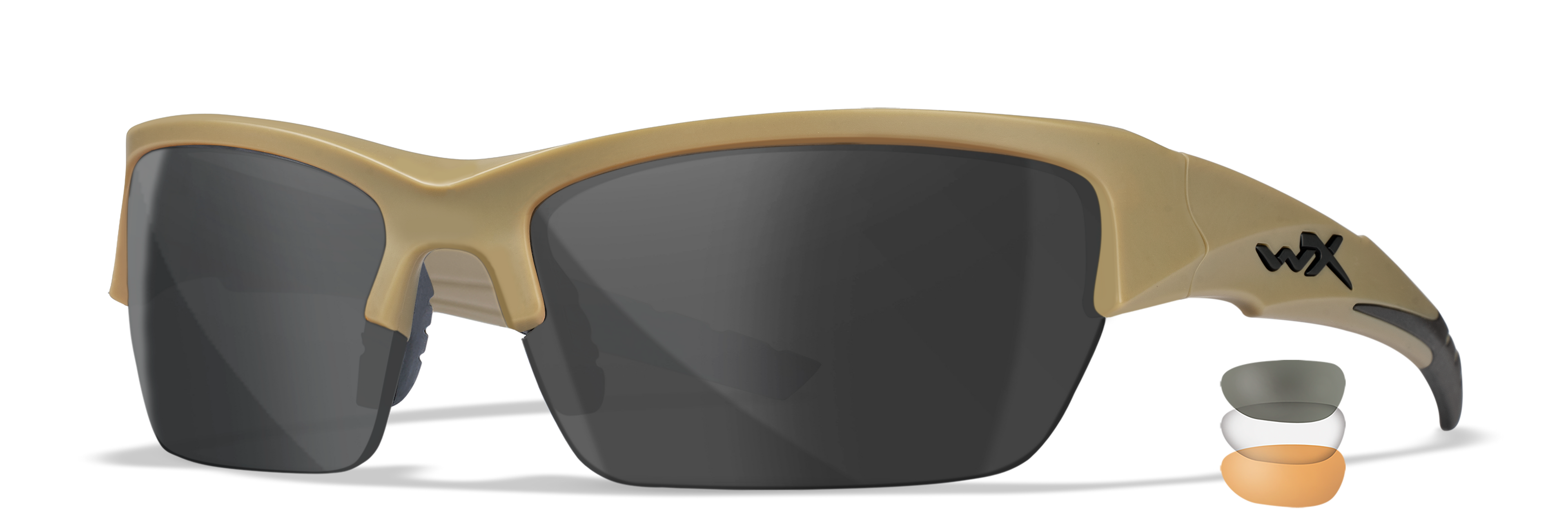 Wiley X WX VALOR — Grey + Clear + Light Rust, Matte Tan by Wiley X - Tactical Eyewear - Changeable