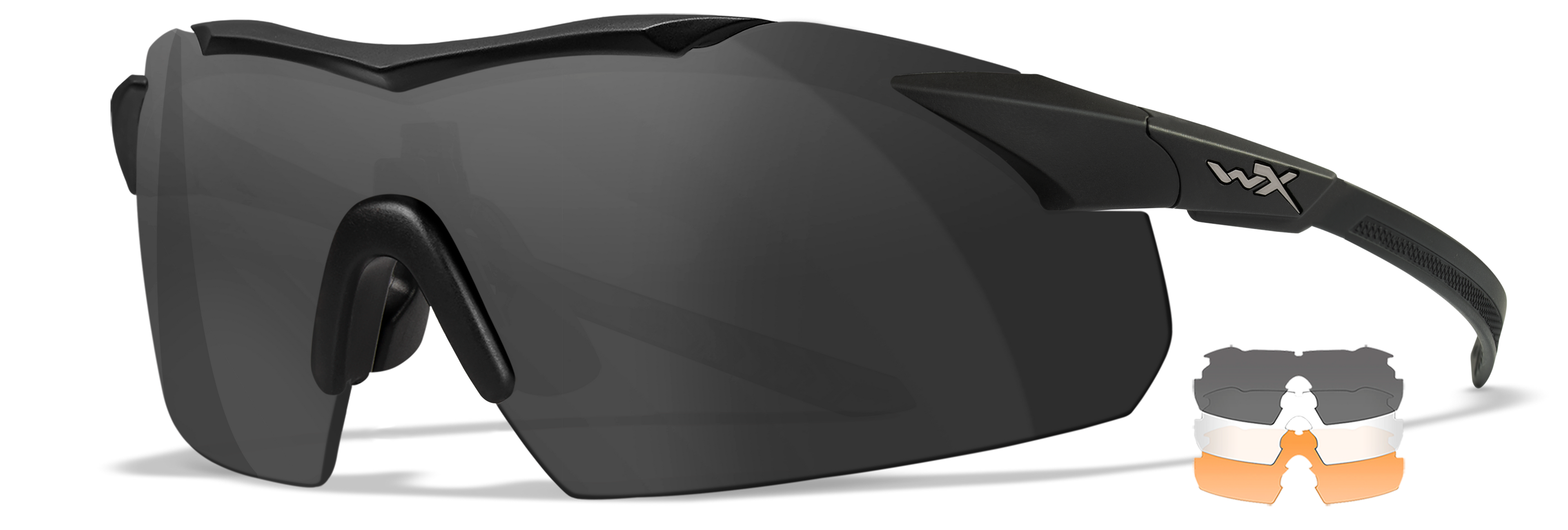 Wiley X WX VAPOR COMM. — Grey + Clear + Light Rust, Matte Black by Wiley X - Tactical Eyewear - Changeable