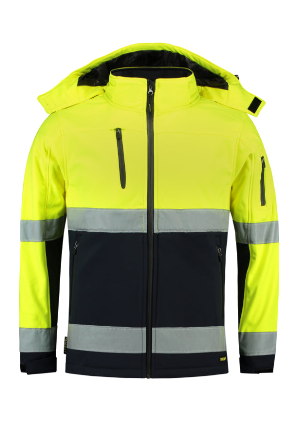 Bi-color EN ISO 20471 Softshell T52 Softshellová bunda unisex — fluorescenčná žltá
