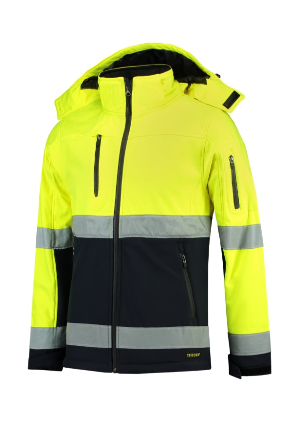 Bi-color EN ISO 20471 Softshell T52 Softshellová bunda unisex — fluorescenčná žltá