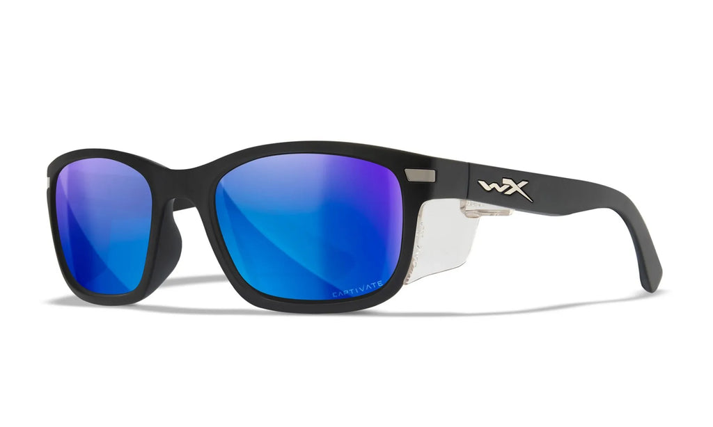 Wiley X WX HELIX — Captivate Polarized - Blue Mirror -  Grey, Matte Black