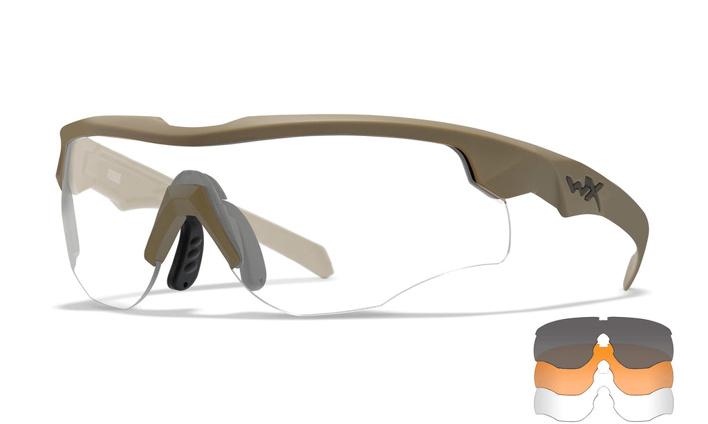 Wiley X WX ROGUE COMM. — Grey + Clear + Light Rust, Matte Tan by Wiley X - Tactical Eyewear - Changeable