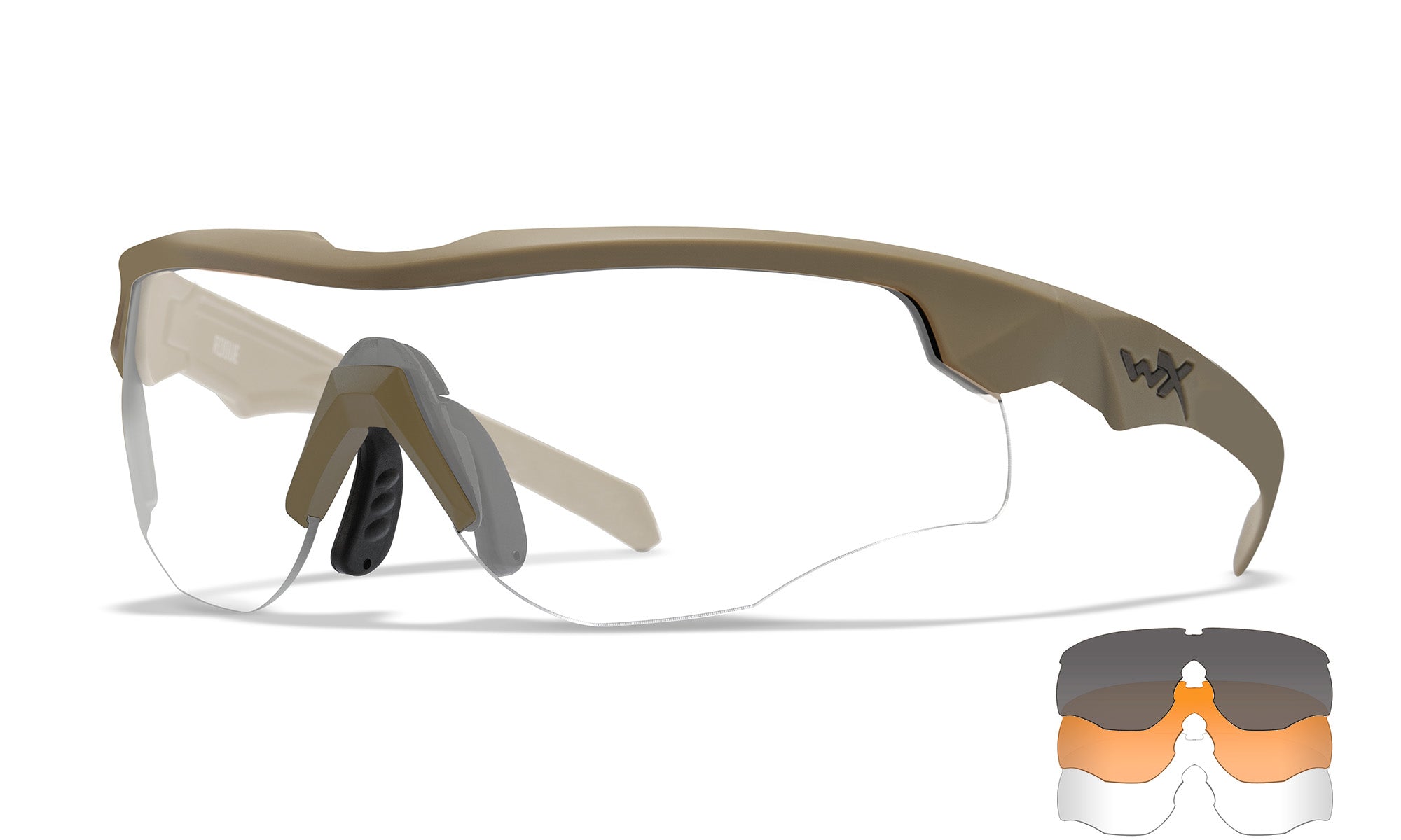 Wiley X WX ROGUE COMM. — Grey + Clear + Light Rust, Matte Tan by Wiley X - Tactical Eyewear - Changeable
