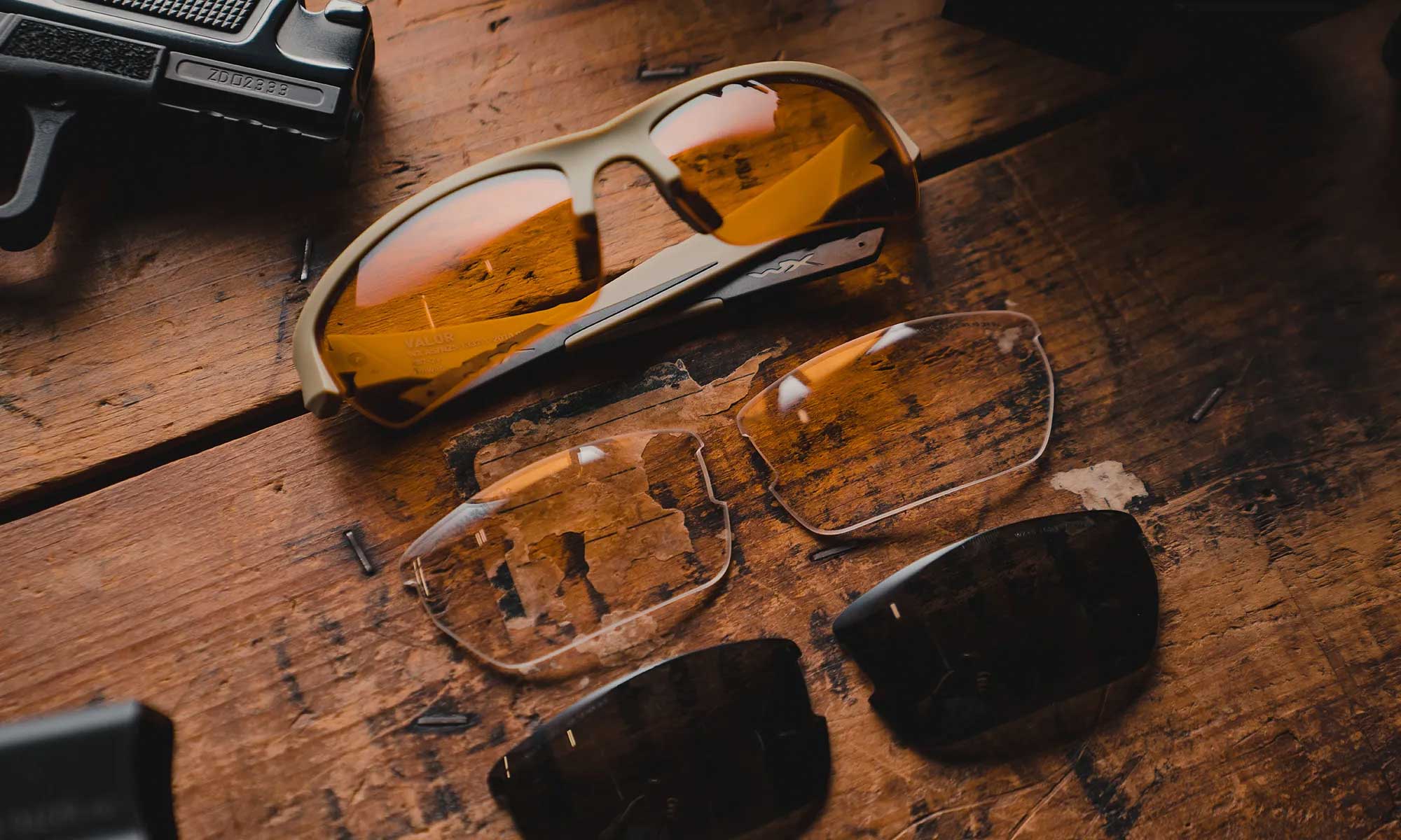 Wiley X WX VALOR — Grey + Clear + Light Rust, Matte Tan