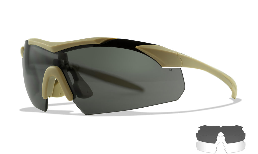 Wiley X WX VAPOR — Grey + Clear, Matte Tan by Wiley X - Tactical Eyewear - Changeable