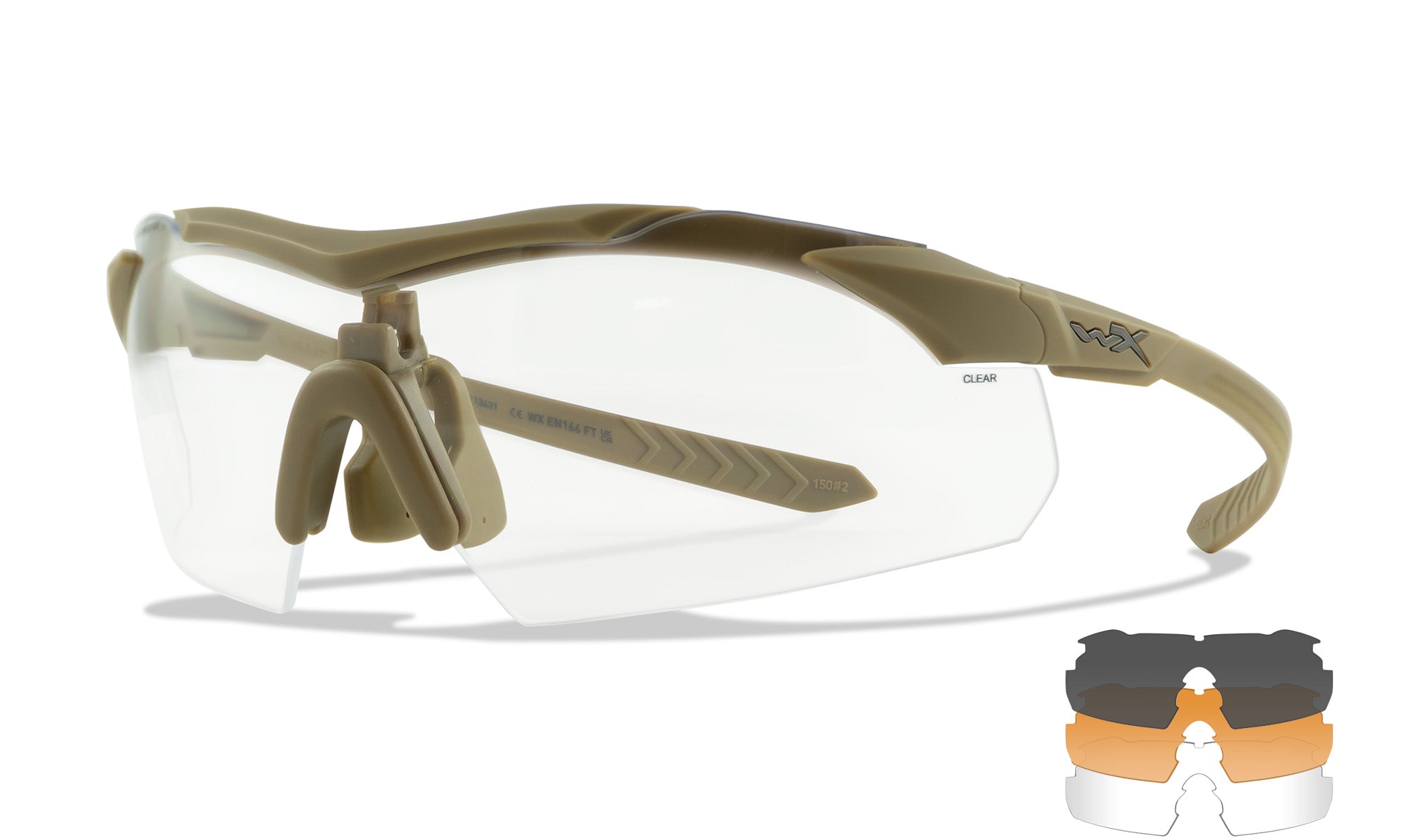 Wiley X WX VAPOR COMM. — Grey + Clear + Light Rust, Matte Tan